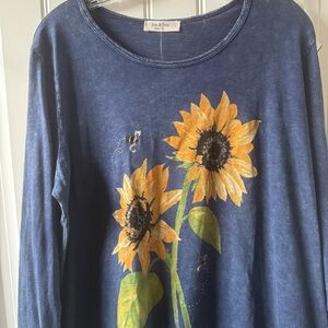 NWT Jess & Jane Sunflower Sunny Garden Tunic Top Large